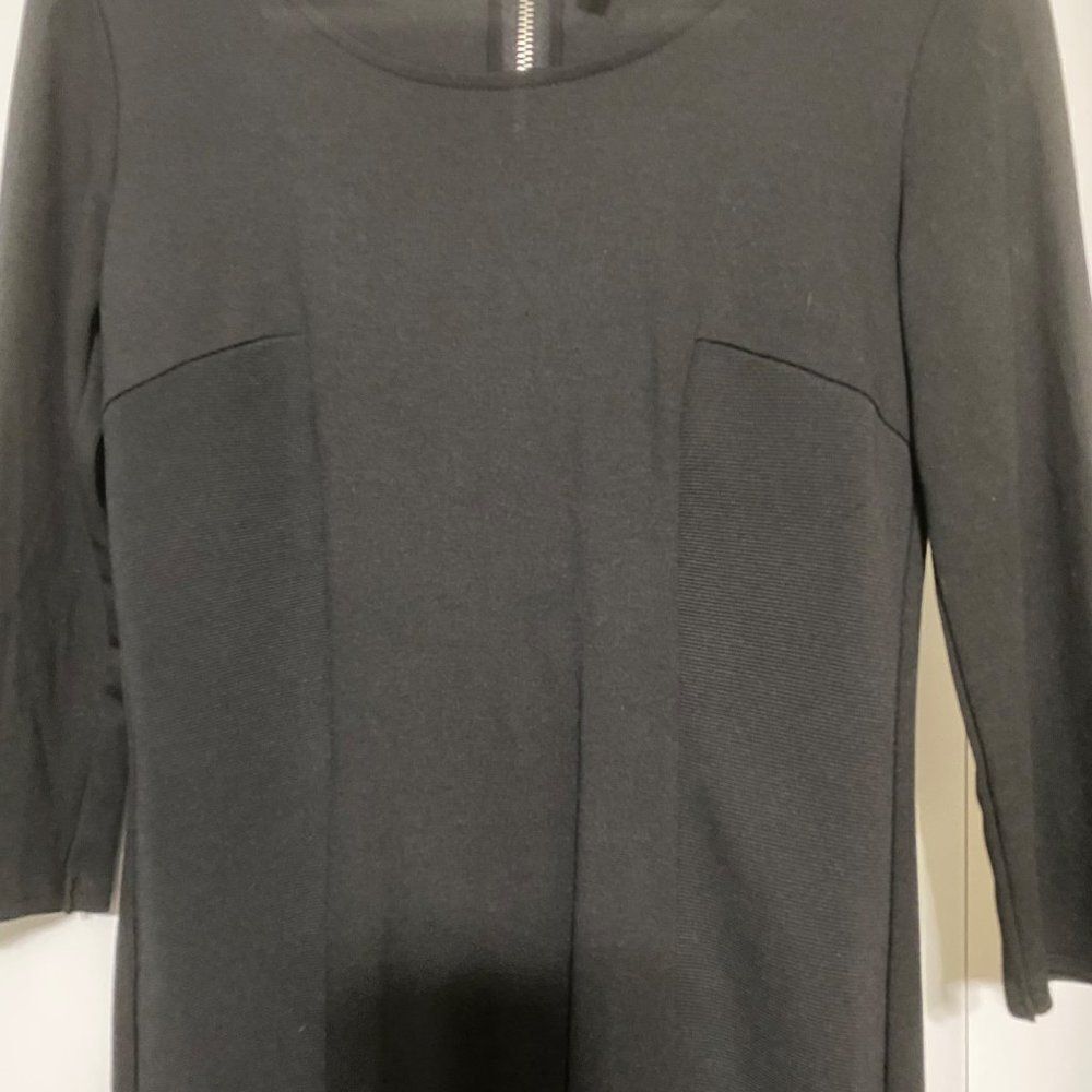 Divided by H&M black knee high dress, 3/4 sleeves, zippered back - Picture 2 of 3